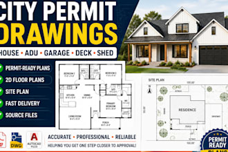 city permit blueprints architect for floor plan, adu, garage, deck, patio, shed