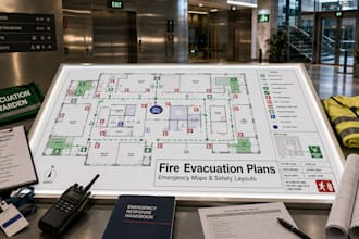 design fire evacuation plans, emergency maps and building safety layouts