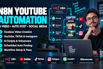 n8n youtube automation social media autopost ai video tiktok instagram reels