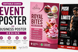 design an editable canva event poster or business poster