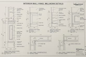 draft millwork fabrication drawing for cabinetry and woodworking plan in autocad
