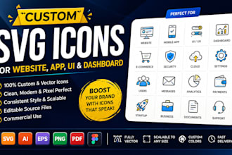 design custom svg icons for website, app, UI, favicon dashboard icon design