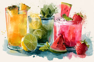 make an amazing food and drink watercolor illustration
