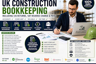 uk construction bookkeeping including cis returns, vat reverse charge and paye