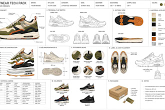 design shoe tech pack for sneakers boots sandals and footwear