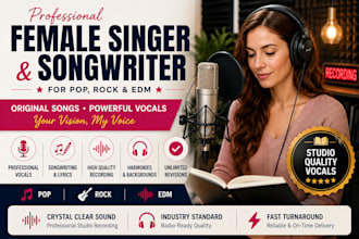 be your professional female singer and songwriter for pop, rock, and edm