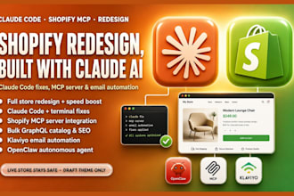 redesign shopify store, fix claude code setup and integrate shopify mcp agent
