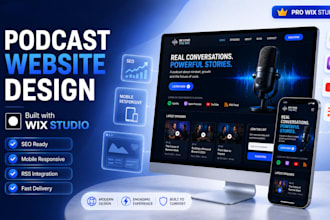 design podcast website, wix studio website, wix harmony website redesign and SEO
