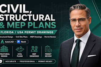 prepare civil and structural engineering plan, mep, structural plan for fl, USA