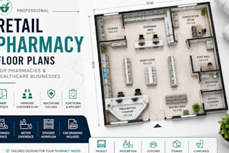 design retail pharmacy floor plans for pharmacies and healthcare businesses