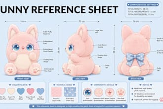 create a professional custom plush reference sheet for your character