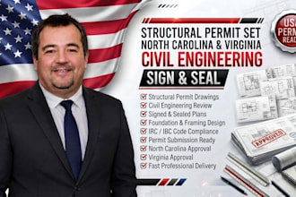 structural permit set for northcarolina and virginia with civil engineering sign
