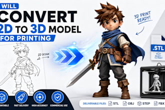 convert 2d to 3d model for printing, 3d printable model stl for 3d printing