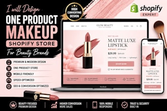 design a high converting one product makeup shopify store for beauty brands