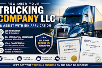 register your trucking company llc and assist with ein application