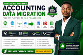 migrate quickbooks, xero, sage, wave to zoho books, zoho inventory, zoho expense