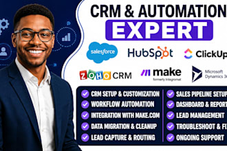 salesforce hubspot crm clickup zohocrm makecom automation microsoft dynamics 365