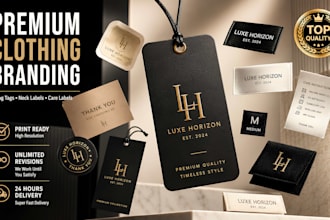 design custom clothing hang tag, neck label and apparel packaging