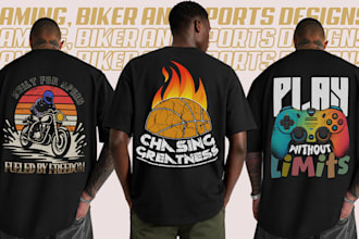 design custom gaming, biker and sports t shirt designs