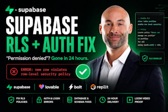 fix supabase rls policy, auth login errors and vibe coded app bugs