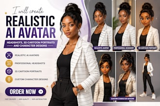 create realistic ai avatar headshots, 3d cartoon portraits and character design