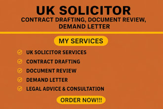be your UK solicitor, contract drafting, document review, demand letter