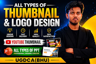 design professional youtube thumbnails and modern logo designs