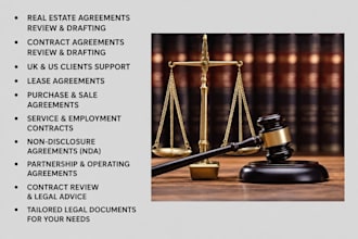 review and draft real estate and contract agreements for UK and US clients