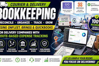 reconcile courier bookkeeping using onfleet, bringg, qb for delivery companies