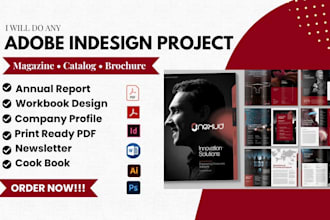 design print ready magazine, catalog, brochure, or annual report in indesign