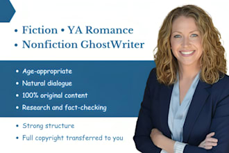 ghostwrite fiction story, ya romance novel, nonfiction book