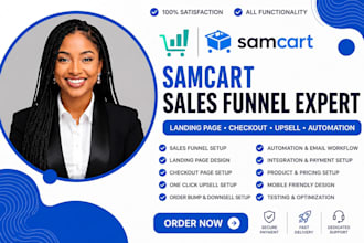 build samcart sales funnel, landing page, sales page and checkout