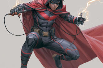 draw comic book character art, comic cover, concept superhero art illustration