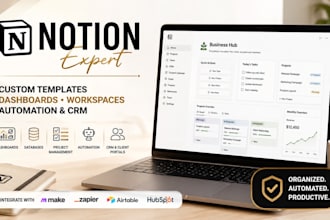 custom notion template dashboard workspace automation, CRM