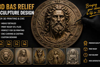 design 3d bas relief sculpture 3d ring pendant medallion for 3d stl printing