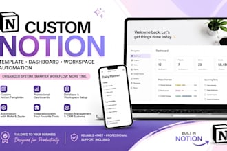 custom notion template notion dashboard workspace automation