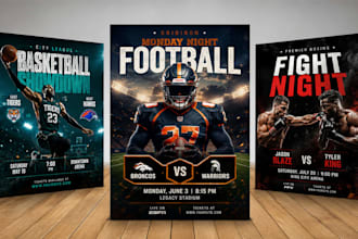 design football sports flyer, matchday poster and sports graphics