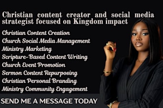 create christian social media content for church, authors, coaches