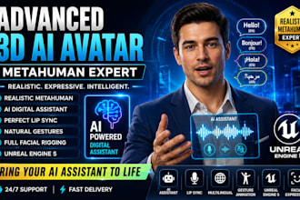 create metahuman 3d ai avatar with lip sync and gesture animation