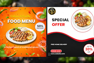 design restaurant social media post and food price list
