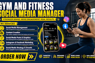 be your gym and fitness social media manager, content creator manager