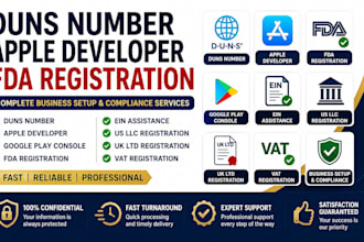 get d u n s number, apple developer, fda registration and ein setup