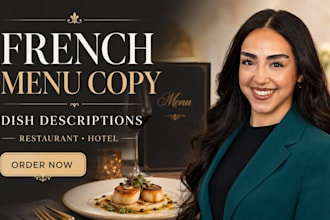 write french restaurant menu dish descriptions gastronomy hospitality copy seo