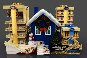 elevate 3d supermrket gondola,christmas display,galaxy jewels stand,stall render