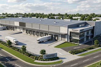 design 3d warehouse, factory and industrial building renders