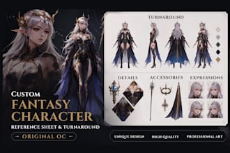 design custom fantasy character reference sheet turnaround and original oc