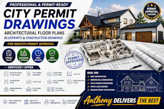 design city permit drawings, architectural floor plans, blueprints permit ready