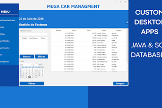 develop a custom desktop gui application with sql database