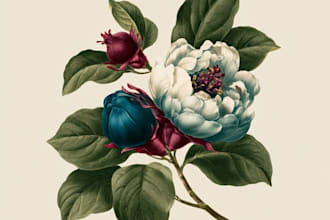 draw botanical illustrations of flowers plants fruits