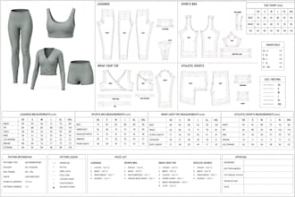 create activewear sewing pattern for leggings sports bras clothing production